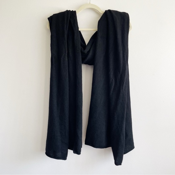 Jo Smith Mongolia Cashmere scarf wrap shawl solid black knit quiet luxury large - Picture 4 of 8